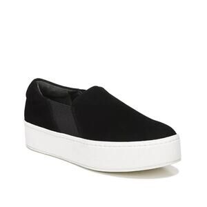 Vince Warren Platform Slip-On Sneakers Low Top Suede Black Womens US 8.5 EU 38.5